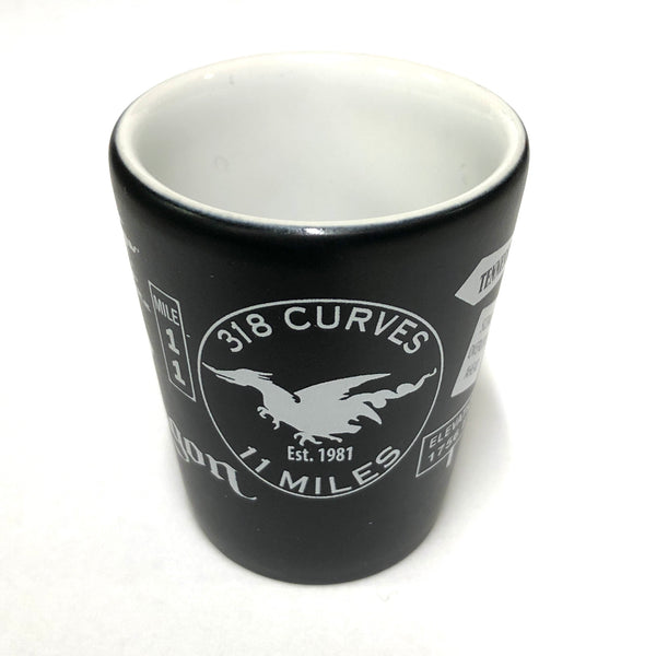 Road Trip shot glass, black and white